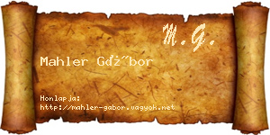 Mahler Gábor névjegykártya